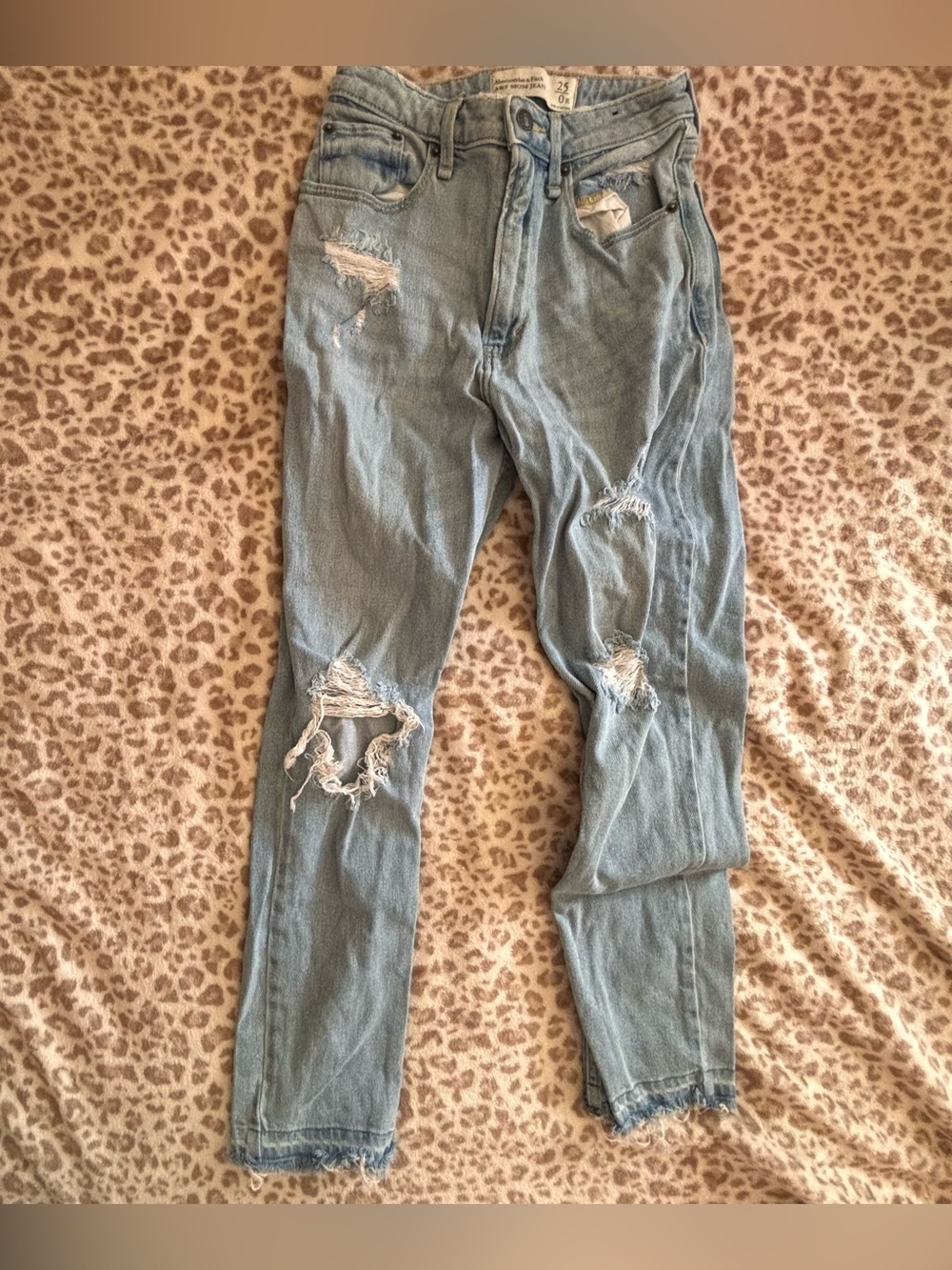 Abercrombie & Fitch Light Blue Distressed Mom Jeans